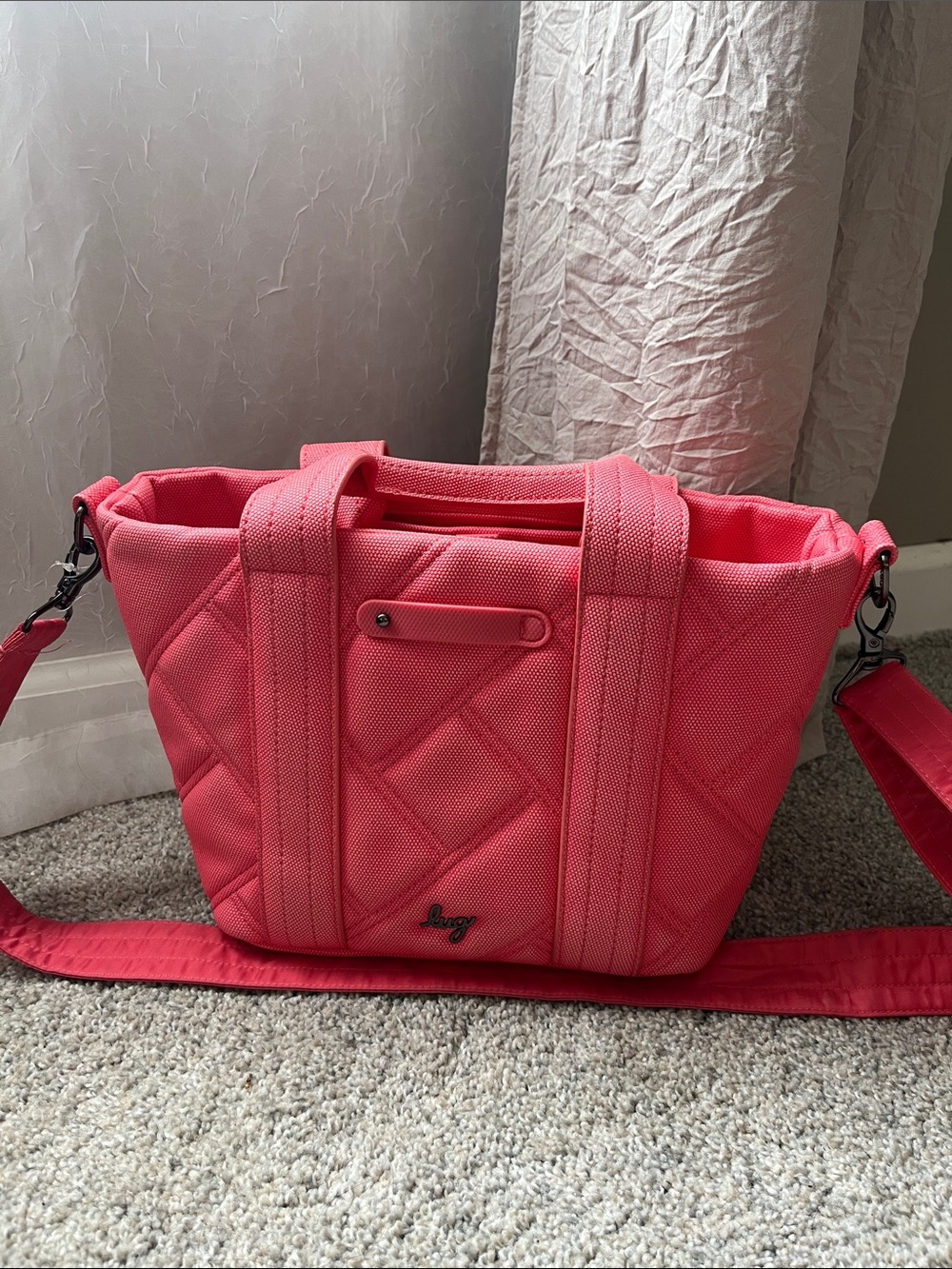 lug Coral Pink Quilted Crossbody Tote